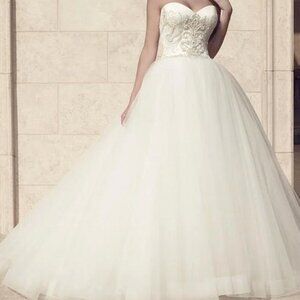 Casablanca Bridal Ivory Silver Embellished Strapless Wedding Gown
